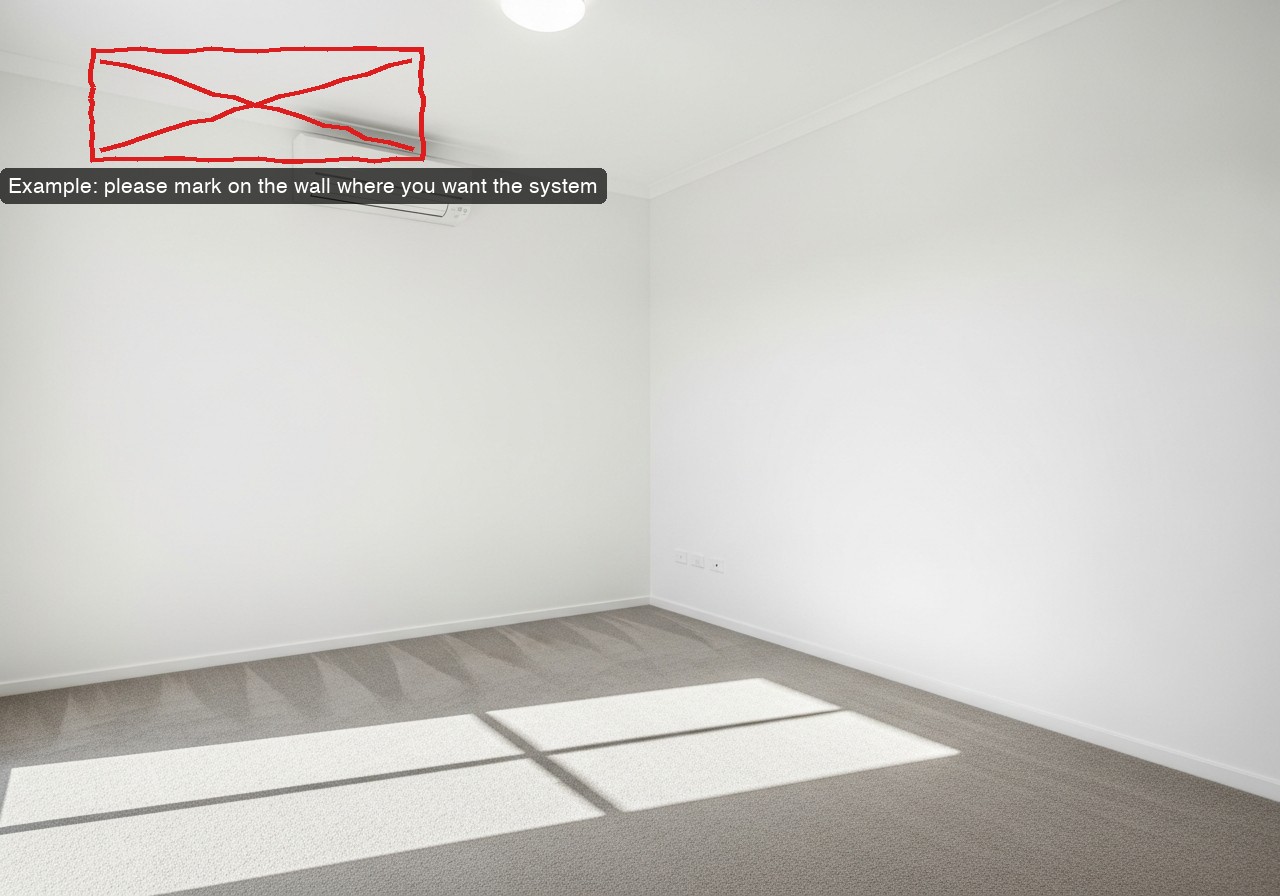 Indoor wall where unit will mount