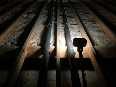 Pipes through roof space